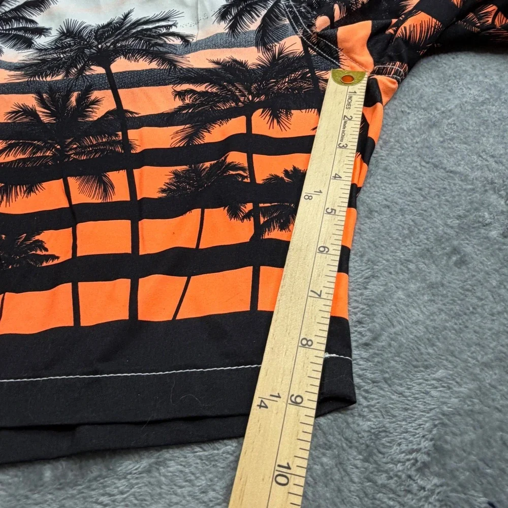 Kailua Surf Mens 3X Swim Trunks Orange White Striped Palm Tree Tropical Sunset‎
